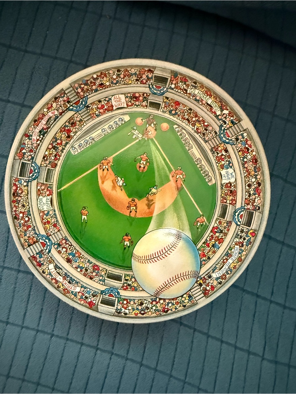 Vintage Sunflower Seed Raised Baseball Stadium Tin 7” - Green/Homerun Design